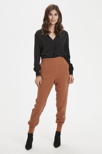 Part Two brun bukse – Part Two brun bukse med strikk nederst  – Mio Trend