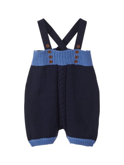 Romper til baby gutt – Sparkebukse/overall marineblå strikket romper Omindo – Mio Trend
