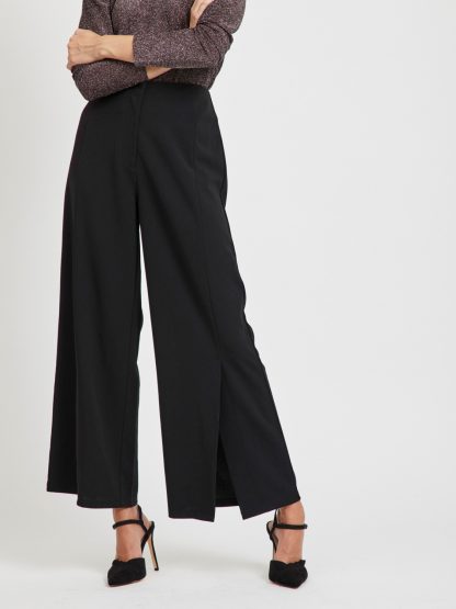 Sort bukse Vila, bukse med splitt – Vila sort bukse med splitt – Mio Trend