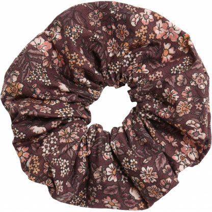 Hårstrikk Wheat – Wheat hårstrikk burgunder scrunchie med blomster – Mio Trend