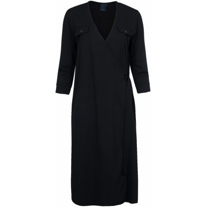 Kjole med omslag, sort kjole. – Luxzuz One Two sort kjole med omslag Natalina – Mio Trend