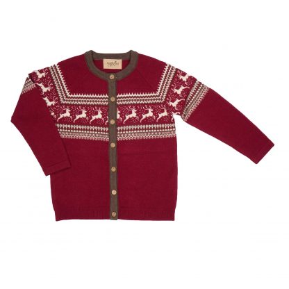 Memini juleklær, rød jakke til barn. – Memini rød cardigan Cornet – Mio Trend
