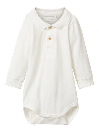 Baby skjortebody fra Name It. – Name It hvit body med krage, Sopin – Mio Trend