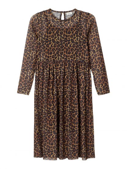 Name It kjole leopard – Penklær til jul brun leopardkjole Sanimal  – Mio Trend
