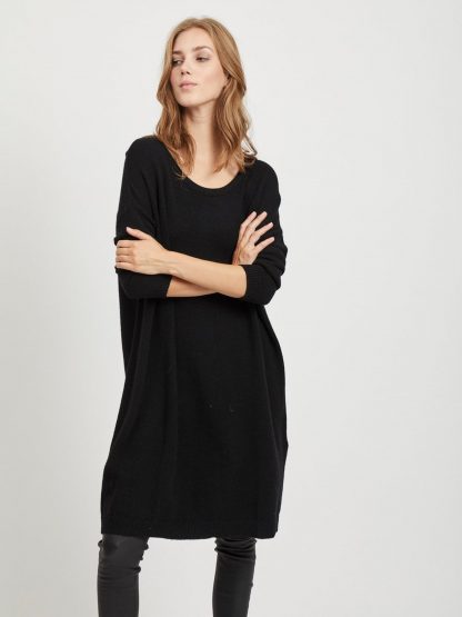 Strikkekjole sort, fra Vila. – Vila svart tunika kjole Viril – Mio Trend