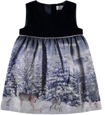 Blå julekjole barn, kjole fra Name It. – Penklær til jul mørke blå kjole Silvia  – Mio Trend