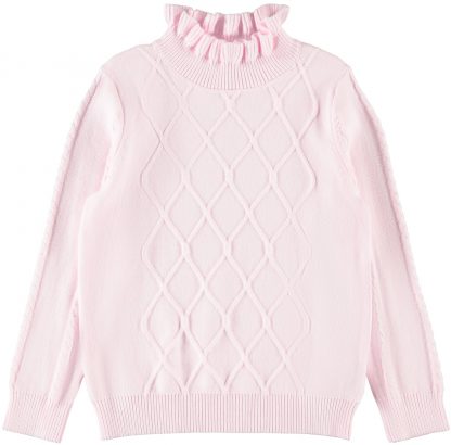 Genser høy hals barn, lyse rosa strikkegenser. – Name It lys rosa genser med høy hals Fosini – Mio Trend
