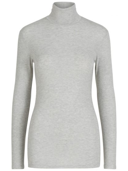 Tynn genser høy hals, genser fra Yas. – Y.A.S grå pologenser ull – Mio Trend