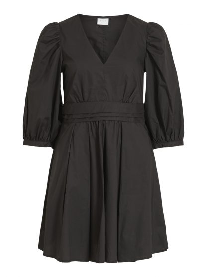 Vila kjole puffermer, sort kort kjole. – Vila sort kjole Melody – Mio Trend