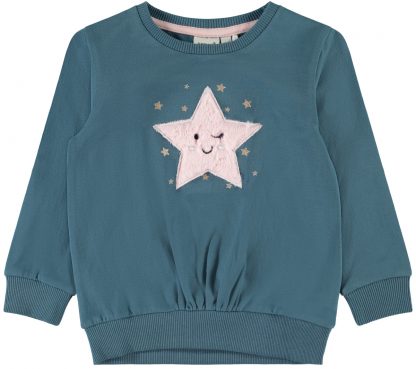 Genser jente Name It – Name It sjøgrønn genser med stjerne – Mio Trend