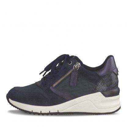 Blå sko Tamaris – Tamaris blå sneakers med glidelås – Mio Trend
