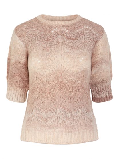 Rosa strikkegenser Yas – Y.A.S rosa genser med korte armer – Mio Trend