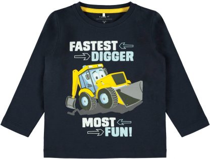 Barnegenser med graver – Name It blå genser med traktorgraver – Mio Trend