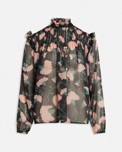 Bluse blomster Sisters Point – Sisters Point sort bluse med store blomster Aima – Mio Trend