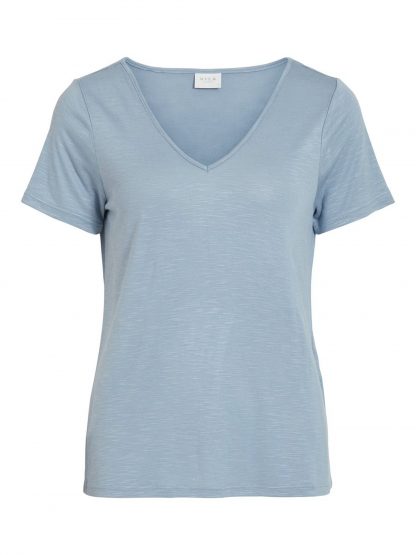 Vila blå t-skjorte – Vila blå t-skjorte v-hals – Mio Trend