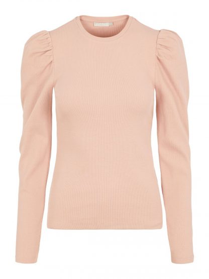 Rosa genser puffermer – Pieces rosa genser med puffermer Anna – Mio Trend