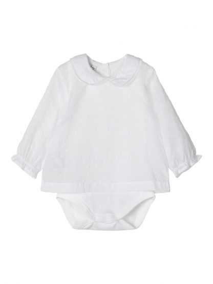 Hvit bluse til baby – Name It NbfDania skjortebody, bright white – Mio Trend