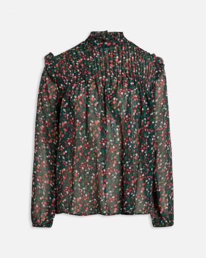 Bluse Sisters Point – Sisters Point sort bluse med  blomster Aima – Mio Trend