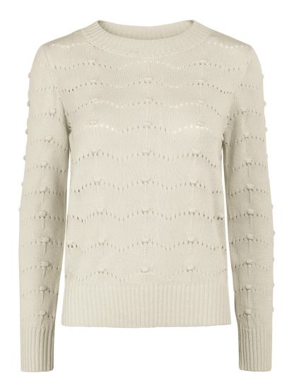Beige strikkegenser yas – Y.A.S beige genser Rubina – Mio Trend