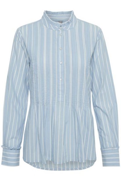 Blå bluse Culture – Culture lyseblå bluse med striper Aimi – Mio Trend
