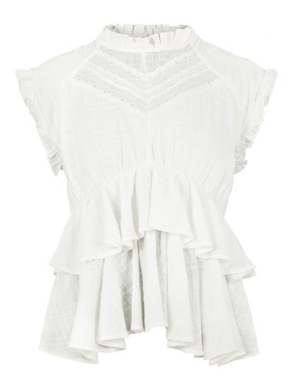 Bluse korte armer – Y.A.S Hvit bluse kort arm Luxa – Mio Trend
