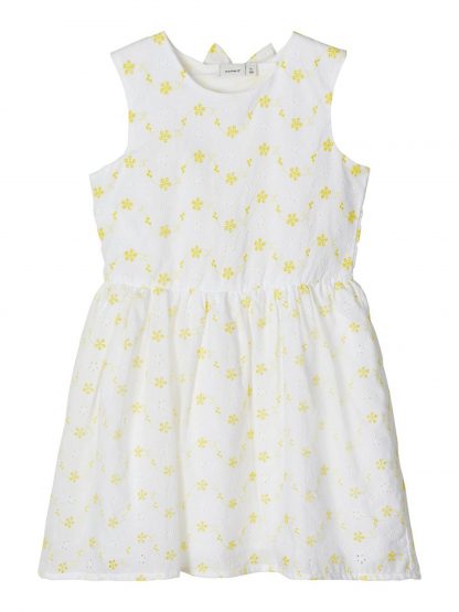 Hvit sommerkjole barn – Name It hvit og gul kjole Freja – Mio Trend