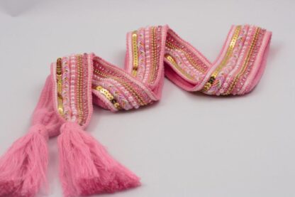 Rosa belte Nora Norway – Nora Norway accessories knytebelte med perler rosa – Mio Trend