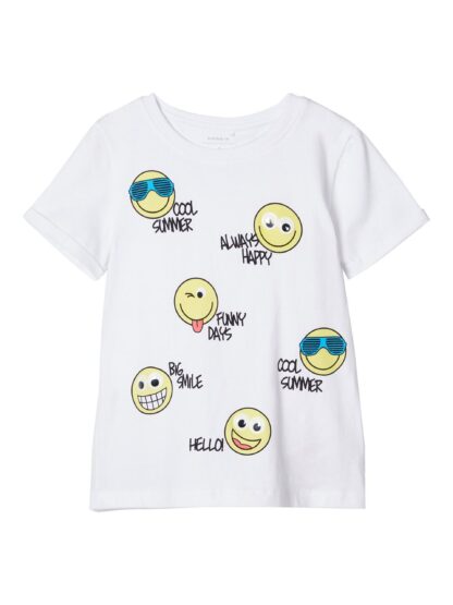 Smiley t-skjorte – T-skjorter hvit t-skjorte Smiley – Mio Trend