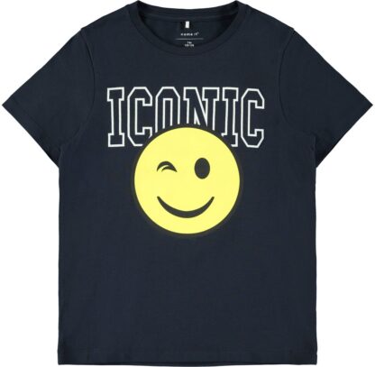 Smiley t-skjorte barn – T-skjorter marineblå t-skjorte Happy – Mio Trend