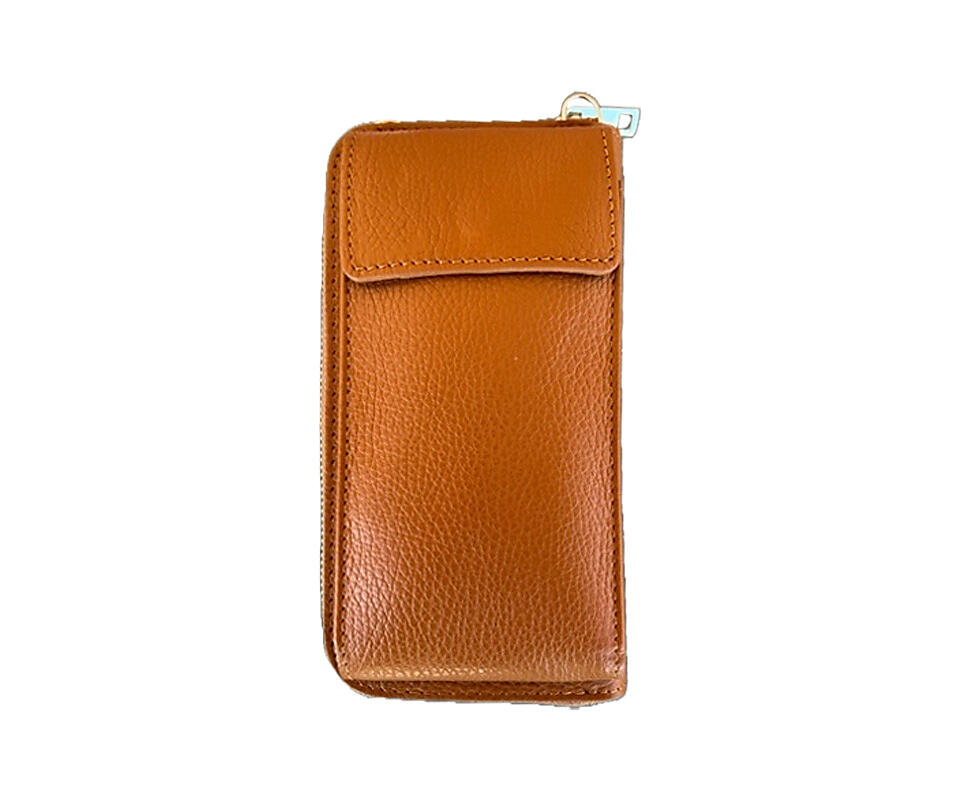 Intex mobilveske i skinn cognac – Mio Trend