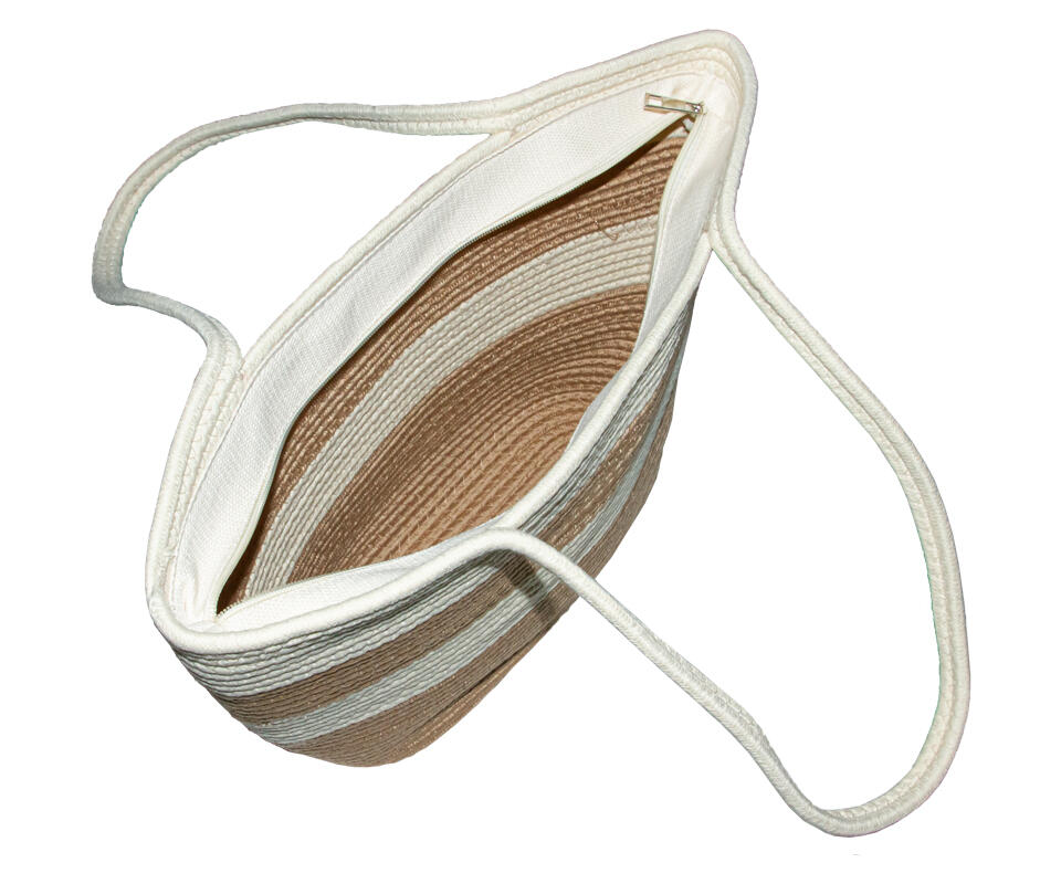 Veske Summer mellomstor striper beige - Image 2
