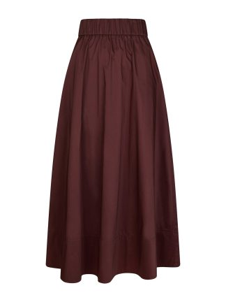 Yara long poplin skirt burgundy