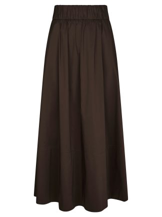 Yara long poplin skirt chocolate brown