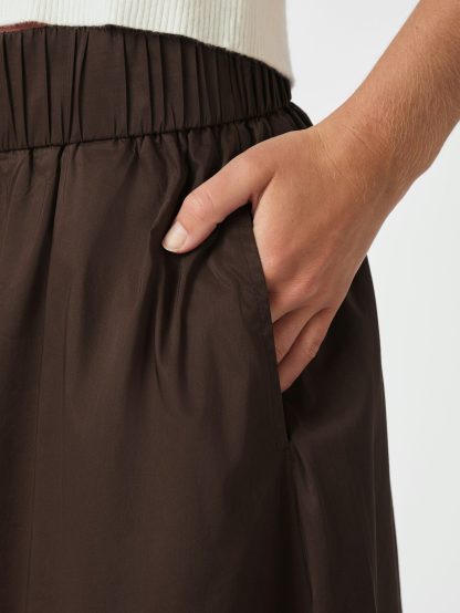 Yara long poplin skirt chocolate brown - Image 3