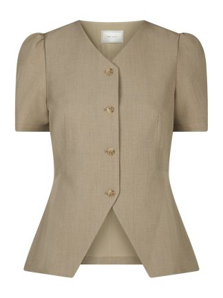 Jules structure blouse dark taupe
