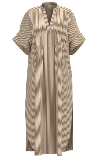 AlexaGo jo shirt dress,Ceme brown stripes