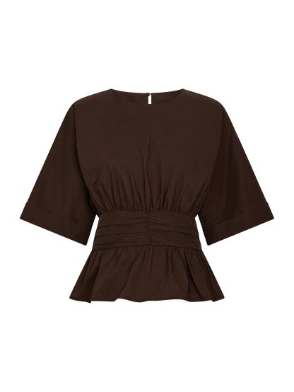 Annegret poplin blouse,Chocolate brown - Image 2