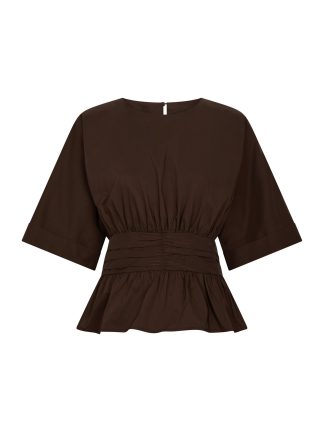 Annegret poplin blouse,Chocolate brown