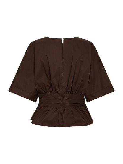 Annegret poplin blouse,Chocolate brown - Image 3