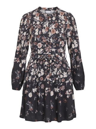 VIELMA O-NECK L/S SHORT DRESS/LN