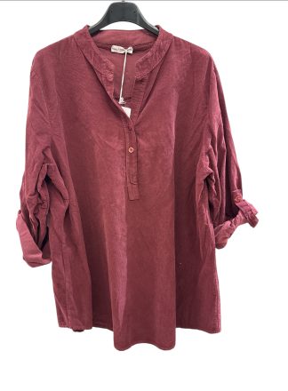 Cord skjorte bluse,Vinrød