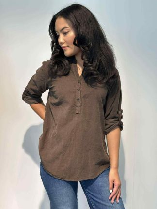 Cord skjorte bluse,Brun