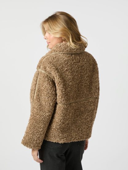 Castor Faux fur Jacket,Taupe - Image 2