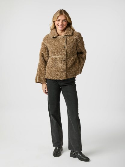 Castor Faux fur Jacket,Taupe - Image 3