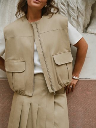 Flo Ballon Twill vest, Taupe