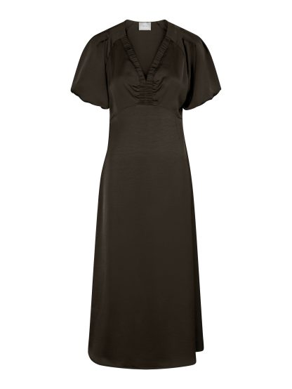 Illana Heavy Sateen Dress, dark brown - Image 2