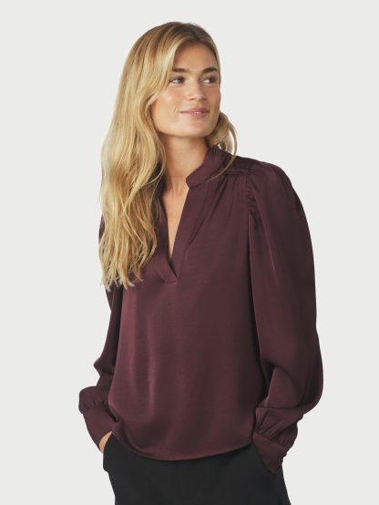 Rosslyn Heavy Sateen Blouse Burgundy - Image 2