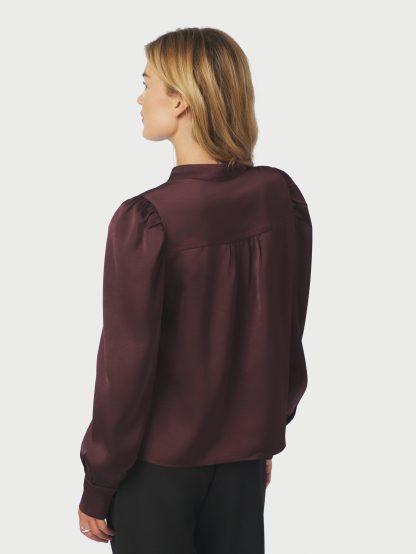 Rosslyn Heavy Sateen Blouse Burgundy - Image 3
