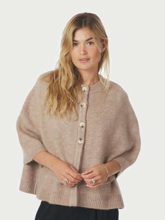 Josei double knit cape,Beige melange