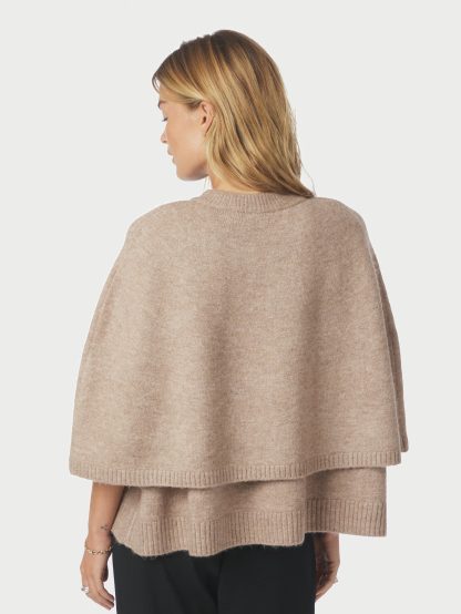 Josei double knit cape,Beige melange - Image 4